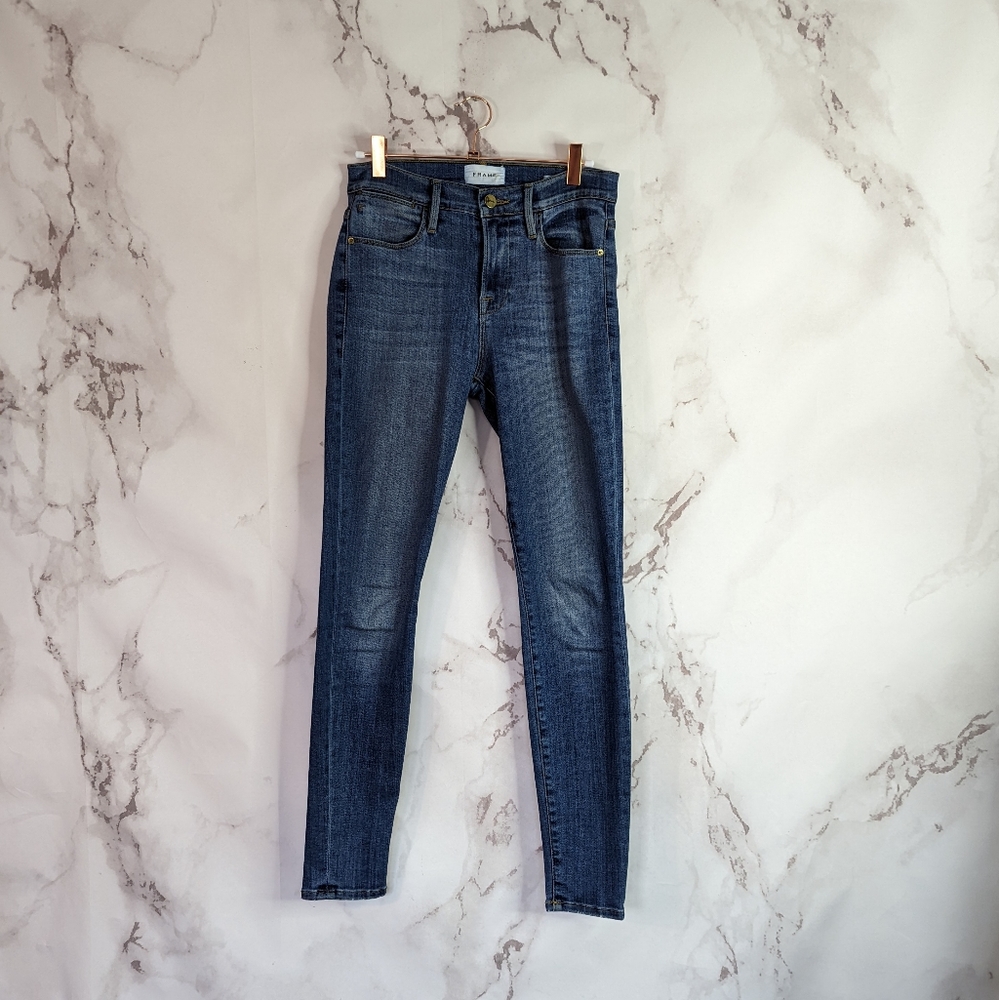 🖤 Frame Denim Skinny Distressed Le High Jeans Blue Medium - Picture 4 of 9